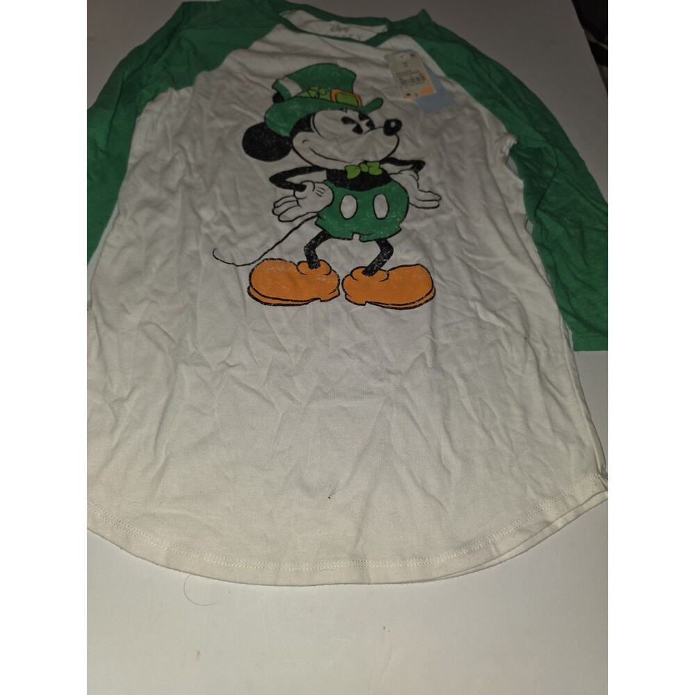 Disney Mickey Mouse St. Patrick's Day 3/4 Sleeves Shirt Ladies Size XS NWT